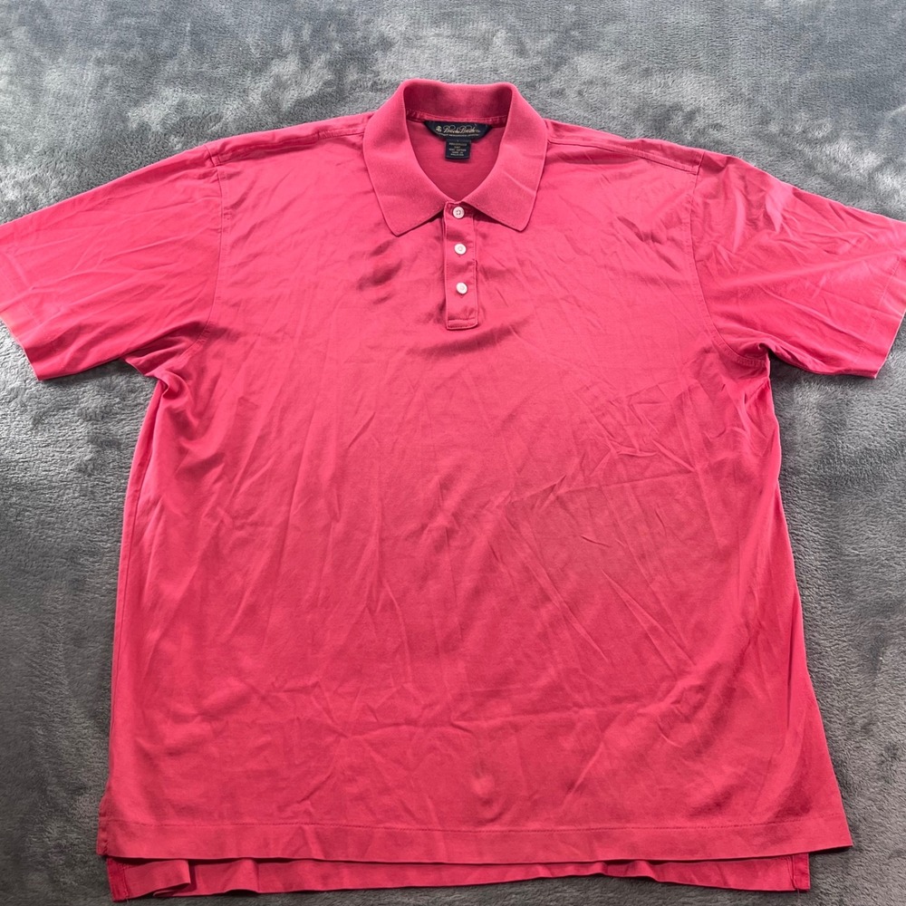 Brooks Brothers Mens Pink Double Mercerized Cotton Performance Knit Polo Shirt L